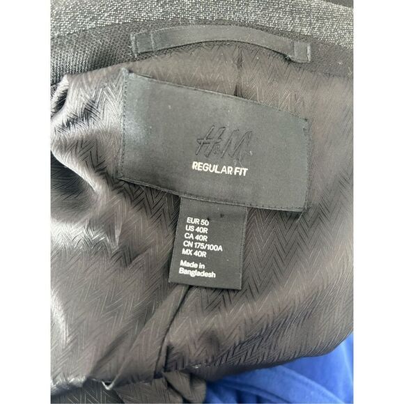 H&M men’s gray blazer with black accent around the collar size 40R - Picture 7 of 7